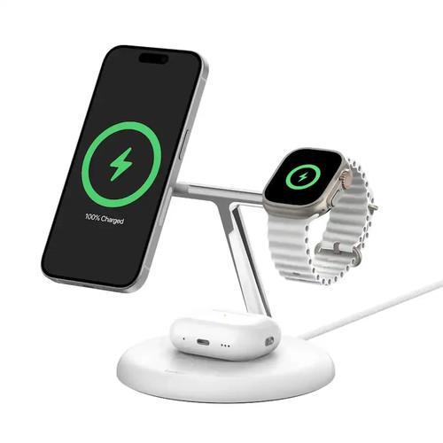 Belkin - 3-in-1 Stand 15W Qi2 Wireless Charging Stand for iPhone 17 16 15 14 13