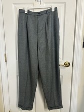 Vtg 80s Talbots 100 Wool Houndstooth Trousers Size 14 High Waist Pleated