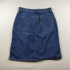 Vintage Levis Denim Skirt Womens 2 Blue Jean Orange Tab Ladys A-Line Straight