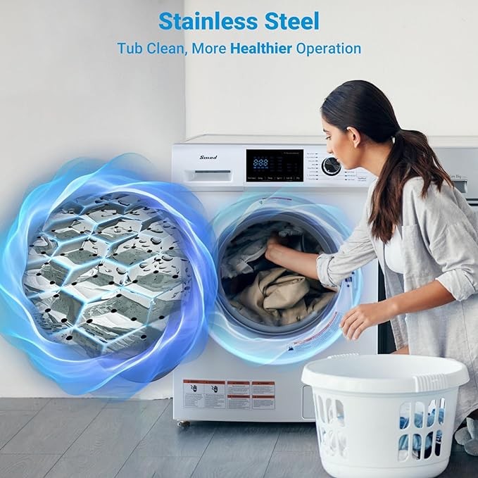 SMAD 2.7 Cu.Ft Compact Front Load Washing Machine Laundry 36 Mins Quick Wash 13