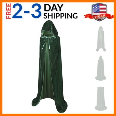 Long Hooded Cloak Velvet Cape Witch Costume Halloween Costumes for Women Men