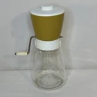 Vintage Federal Housewares Harvest Gold Glass Spice Nut Grinder Chopper w/ Lid !
