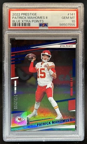 2022 Panini Prestige Patrick Mahomes II Xtra Points Blue #/299 Chiefs PSA 10