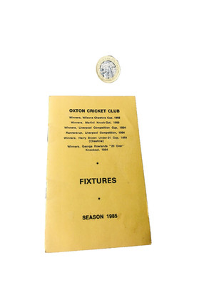 Cricket Handbuch Fixture Card Oxton 1985 Vintage ra
