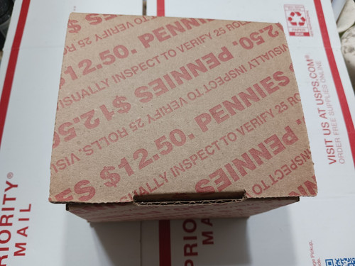 25 roll Box of 2025 D Denver Lincoln 1,250 Pennies Penny Cent Shield. Free P&H.