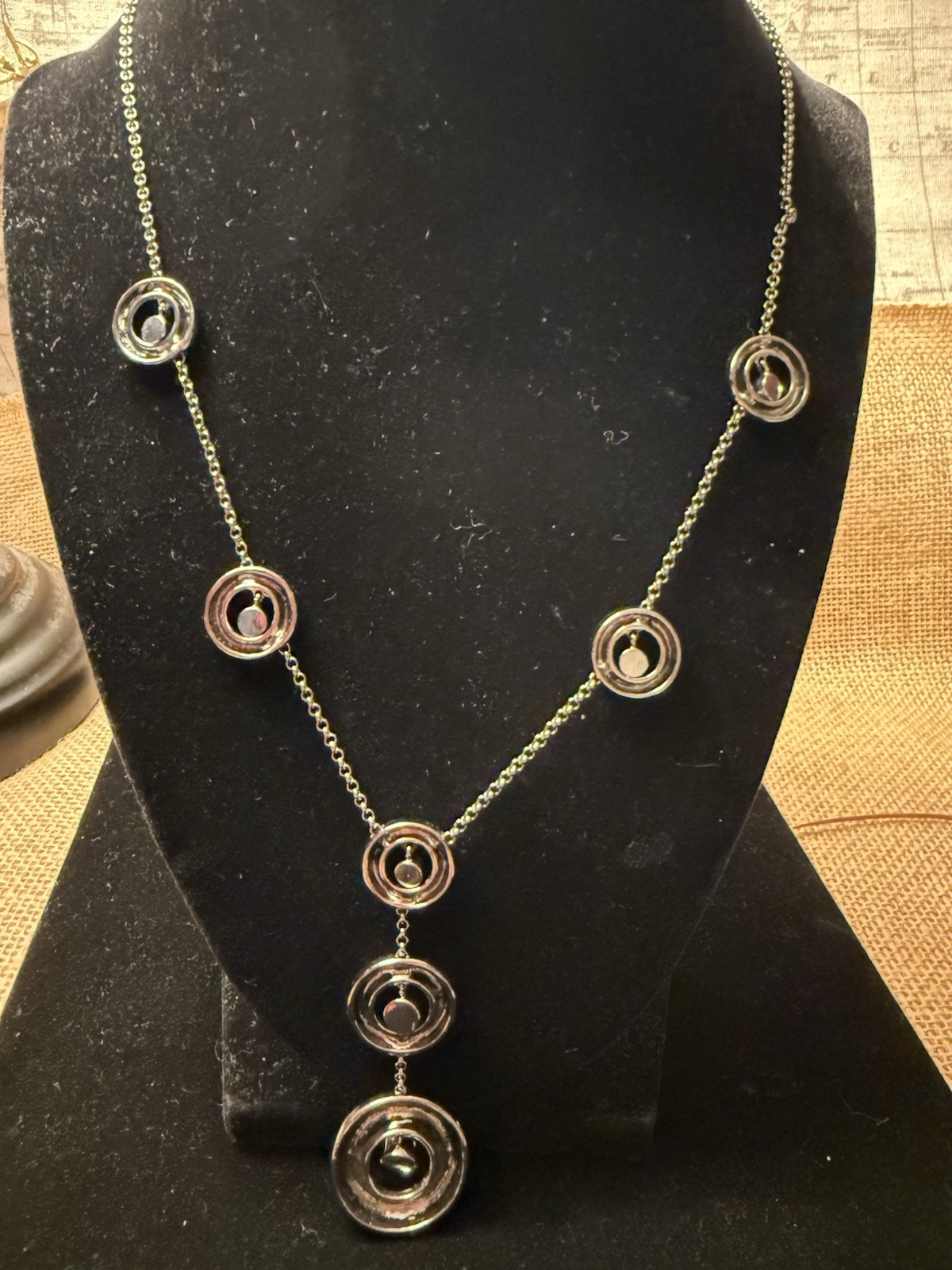 MK  silver tone statement necklace multicolor rou… - image 1