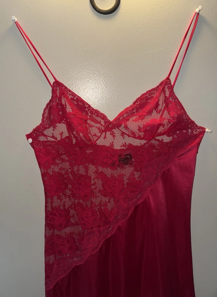 De Colección Bob Mackie For Glydons Vestido Sin Mangas Camisón, Encaje Rojo, Talla M, Elegante Sexy Foto 2 de 4