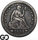 1853 Seated Liberty Quarter w/ Arrows & Rays Tough Find! VF+