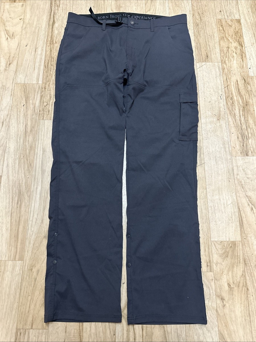 Prana Zion Straight Cargo Pants Mens 38x34 Shadow Stretch Belted Roll Up Leg