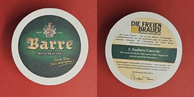 Barre 5. Saubere Umwelt Brauerei Bierdeckel Bier