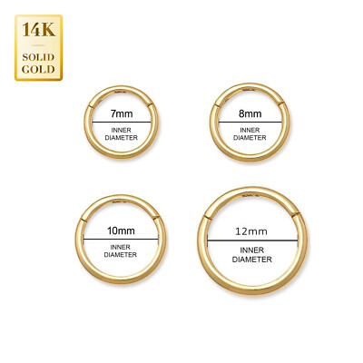 14K REAL Solid Gold Hoop Earring Nose Lip Eyebrow Body