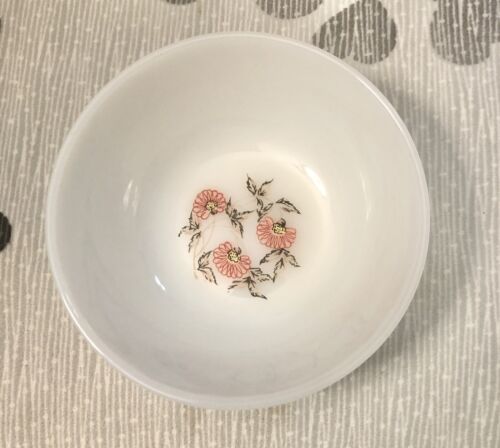 Lot 4 - Vintage Fire King Oven Ware Fleurette Pink Flower Berry Bowls - 4.5"
