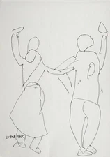 Lutka Pink - Drawing Original - Ink - Dance 14