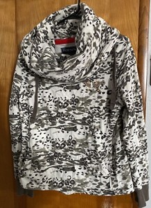 Horseware Polo Collection Sweatshirt Cowl Neck Safari Leopard Print Pockets M