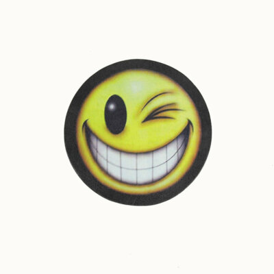 Biker Chopper Smily Happy Face Lustige Gesicht Echt Leder Aufnäher Leather Patch