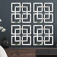 Tatuo 4 Sets Silver Mirrored Wall Decor 16 x 16 Inches DIY Wall Mounted Mirrors