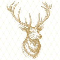 20 Servietten Elegant Elk Gold Elegant Hirsch Tiere Gold Tischdeko 33X33Cm