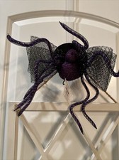 NWT Spider Hat Halloween Headpiece Costume Party Hair Clip Bow Purple Black