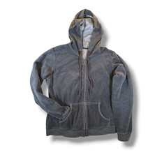 New York  Company Gray Velour Full Zip Hoodie Regular Fit Pockets Size M