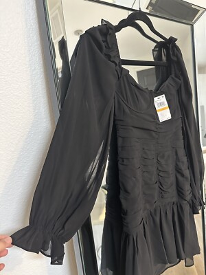 ASTR Womens Black Square Neck Corset Seamed Fit & Flare Dress Small NWT |  eBay