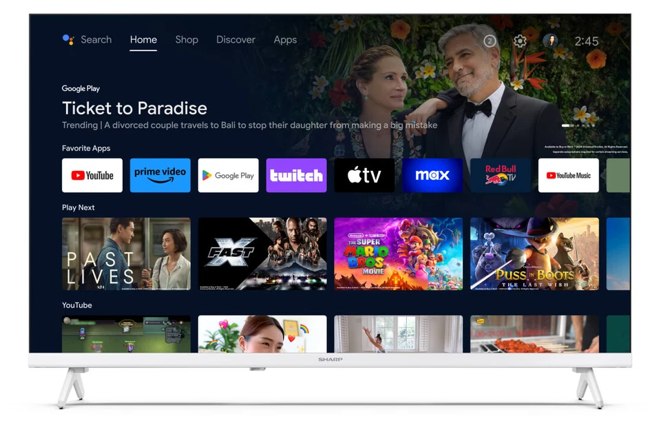 Smart TV 32" Pollici Sharp HD Ready Android TV 81,3 cm 32" Wi-Fi Bianco LED - Immagine 4 di 4