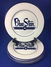 Macy's The Cellar BLUE STAR Favorite Quality 9" SALAD PLATES Cafe White SET OF 4