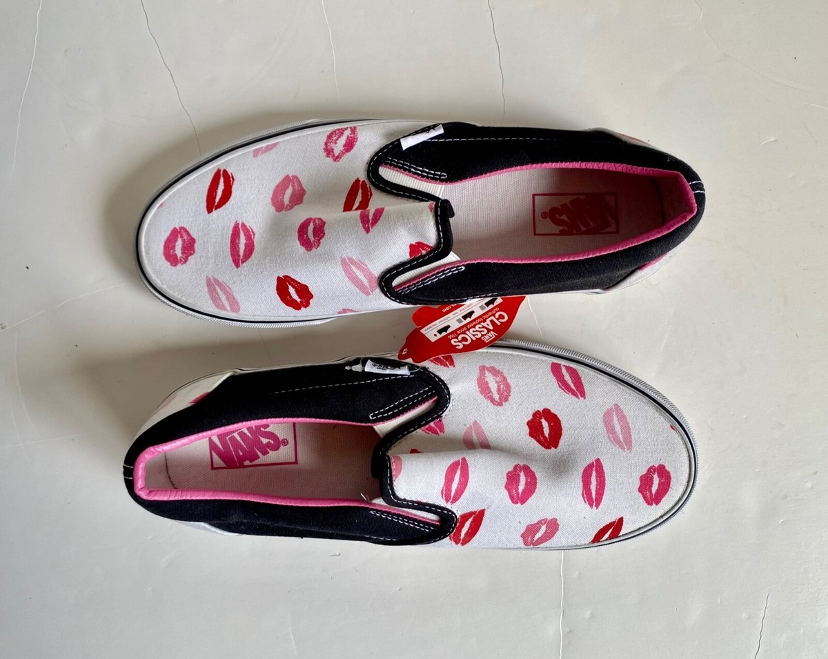 Vintage Vans Slip On Multi Lips Kiss Skate Shoes Skateboarding 