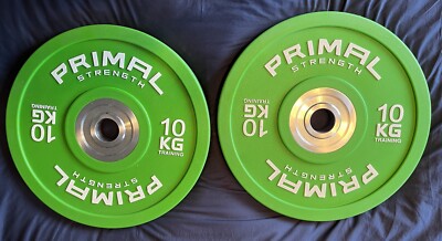 x 10kg Primal Strength Performance Series Urethane Olympic Bumper Plates  UK