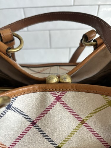 COACH Vintage Y2K Large Cream Canvas Shoulder Handbag Multi Color Leather Trim - Bild 11 von 15