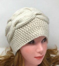 Women Hat Soft Beanie Hand Knit 100  Cashmere Ivory color Warm Beret