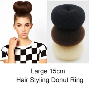 15cm 6 Super Large Hair Donut Bun Ring French Rolls Shaper Black
