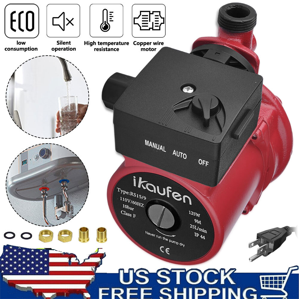 NPT 3/4'' Automatic Booster Pump 110V 120W Household Hot Water Circulation Pump