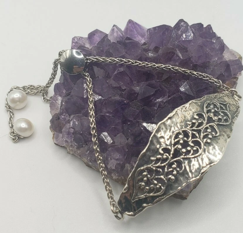 DESIGNER PZ ISRAEL STERLING SILVER AND PEARLS BRACELET - Image 2 of 4