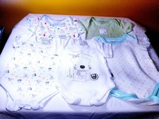 Lot of 5 Baby One-Piece Bodysuits, Various Sizes  Brands, Newborn to 6 Months