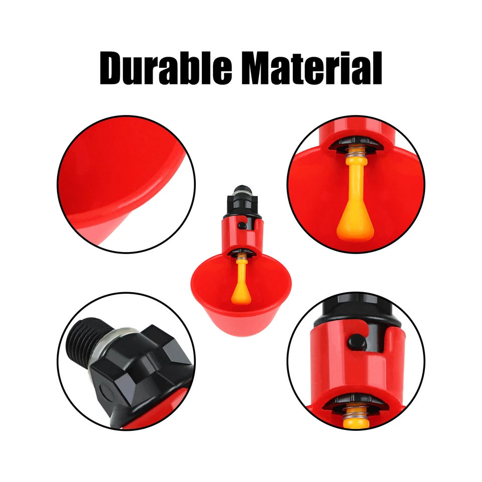 20 PCS Automatic Water Cups Poultry Drinker Waterer Chicken Duck Quail Drinking - Image 2 of 4