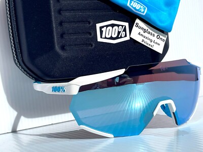 100% Percent RACETRAP SE Movistar White HiPER Blue Mirror Sunglass 61037-443-75