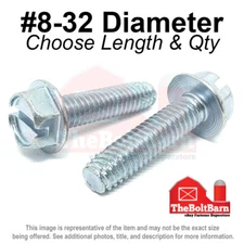 #8-32 Slotted Hex Washer Head Type F Thread Cutting Screws (Pick Length & Qty)