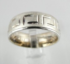 Sterling Silver Etched Geometric Design Band Ring 925 Size 7 Weighs 6g