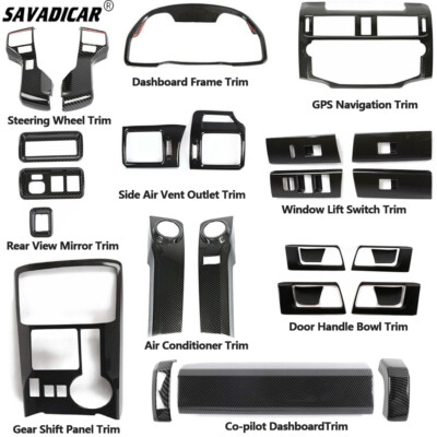 23x Carbon Fiber Steering Wheel Dash Decor Cover Trim Kit For 4Runner 2010-2019
