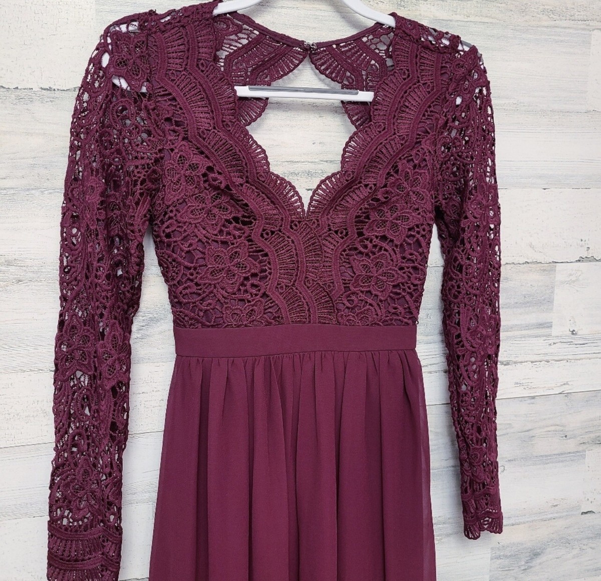 NWT Lulu's Awaken My Love Burgundy Long Sleeve Lace Maxi Dress SZ XS | eBay NWT Lulu's Awaken My Love Burgundy Long Sleeve Lace Maxi Dress SZ XS | eBay