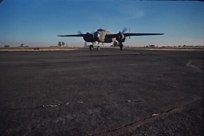 35mm Slide 1977 North American B-25 Mitchell Aircraft @ Merced Airport OOAK Mint