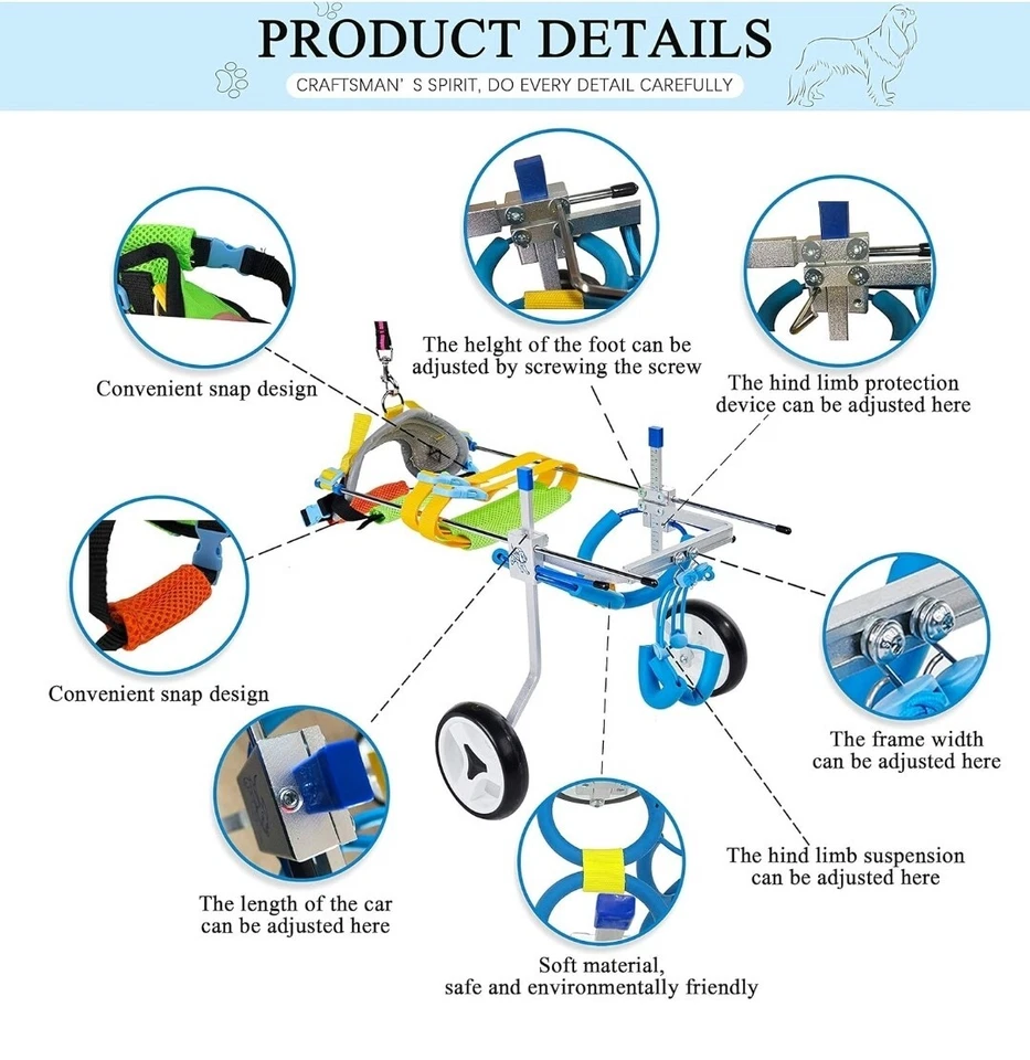 HobeyHove Adjustable Dog Cart Wheelchair Chariot, For Pet/Doggy Small - Medium - Image 2 of 4