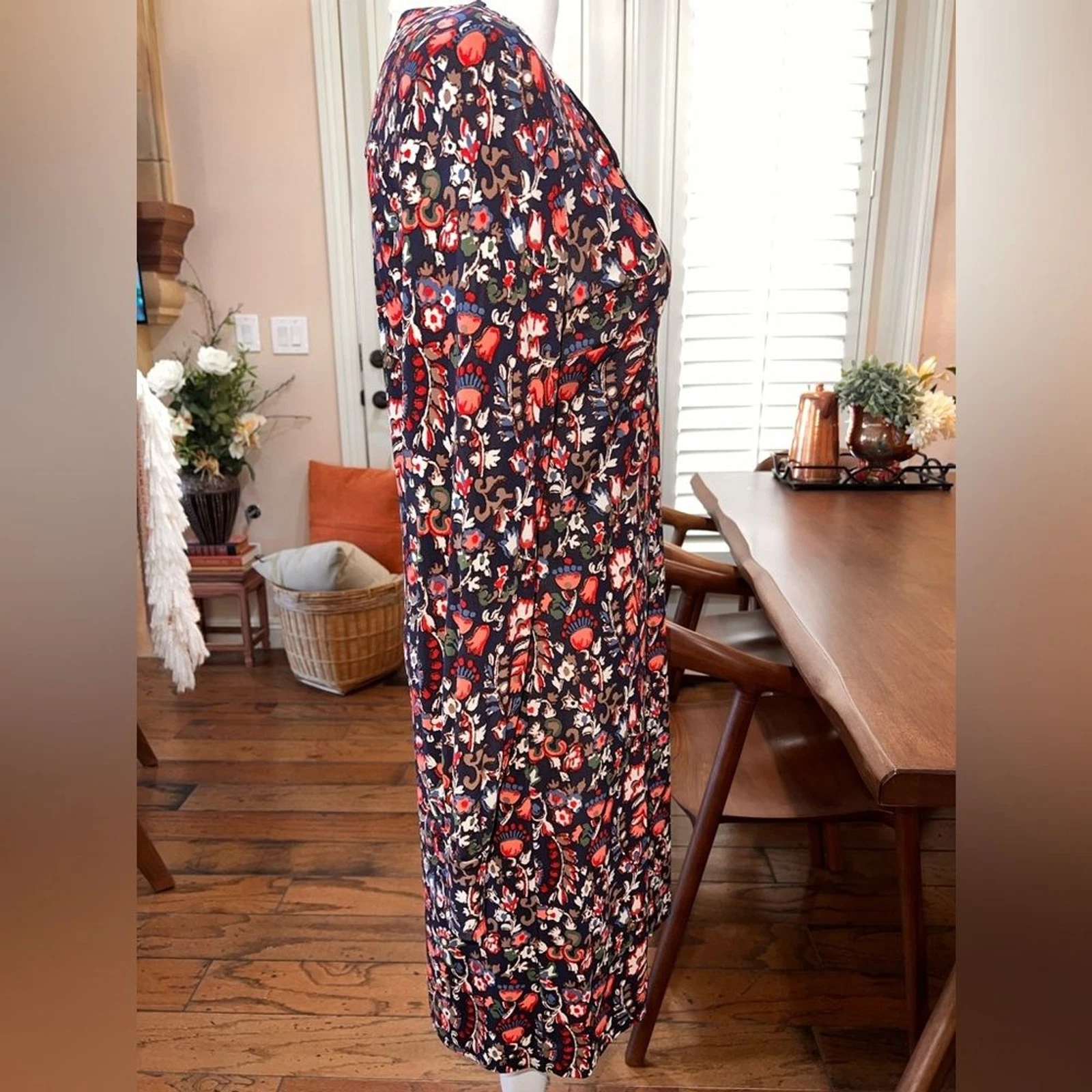 Abito Tory Burch maglia jersey floreale maniche lunghe taglia L abbigliamento da lavoro classico formale