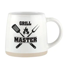 Coffee Stoneware Mugs with Handle Hot/Cold Beverage, Grill Master Mug, Pack of 4