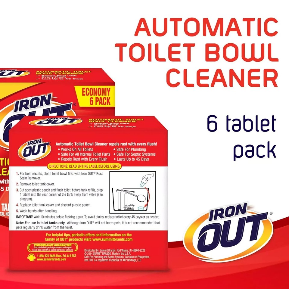Iron OUT Automatic Toilet Bowl Cleaner, Toilet Cleaner, Pack of 1, 6