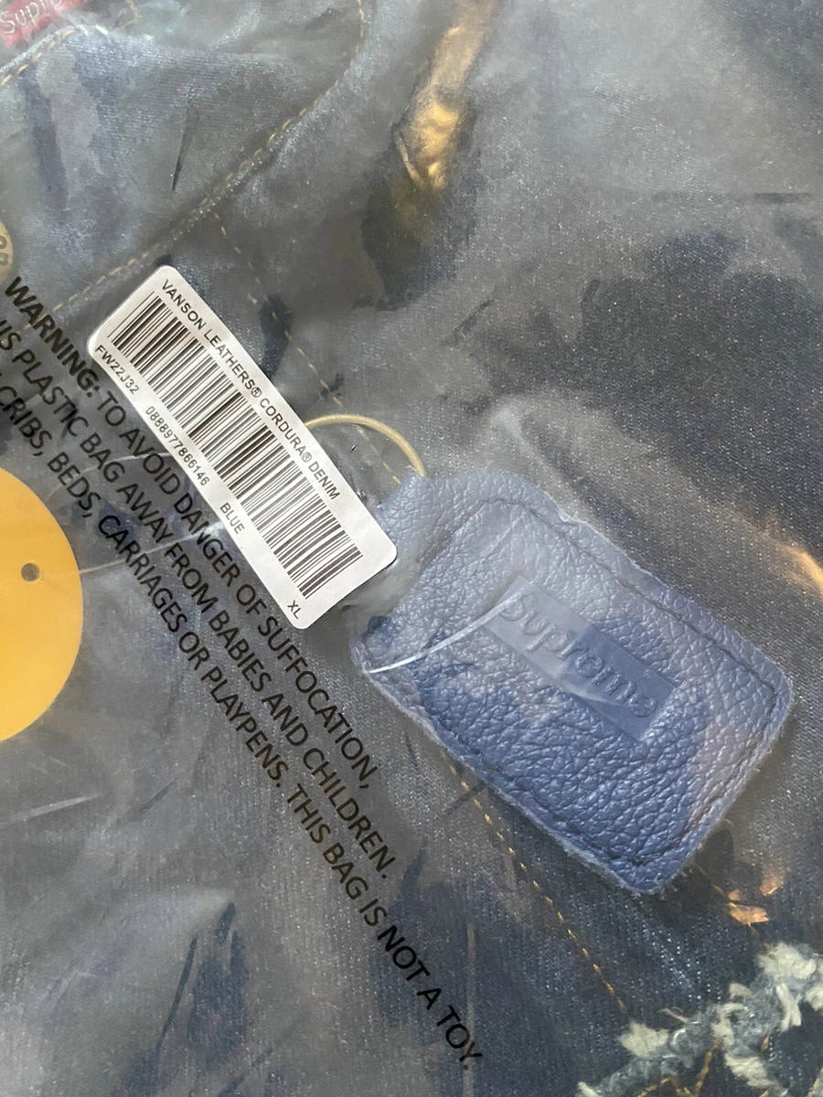 Supreme Vanson Leathers Cordura Denim Jacket Blue XL Motorcycle