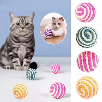 Dog Cat Kitten Pet Teaser Sisal Rope Weave Ball Play Catch Chewing Toys' D0C0