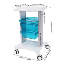 Multi-tier MobileTrolley Medical/Beauty Cart Tool Storage Cart with 2 Drawers