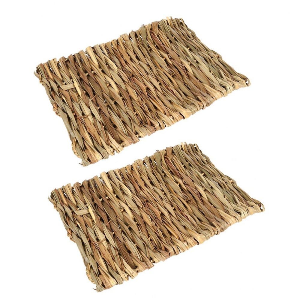2 Pcs Rabbit Bedding Seagrass Mat Grass Mat Rabbits Bunny Toys Chew Bed