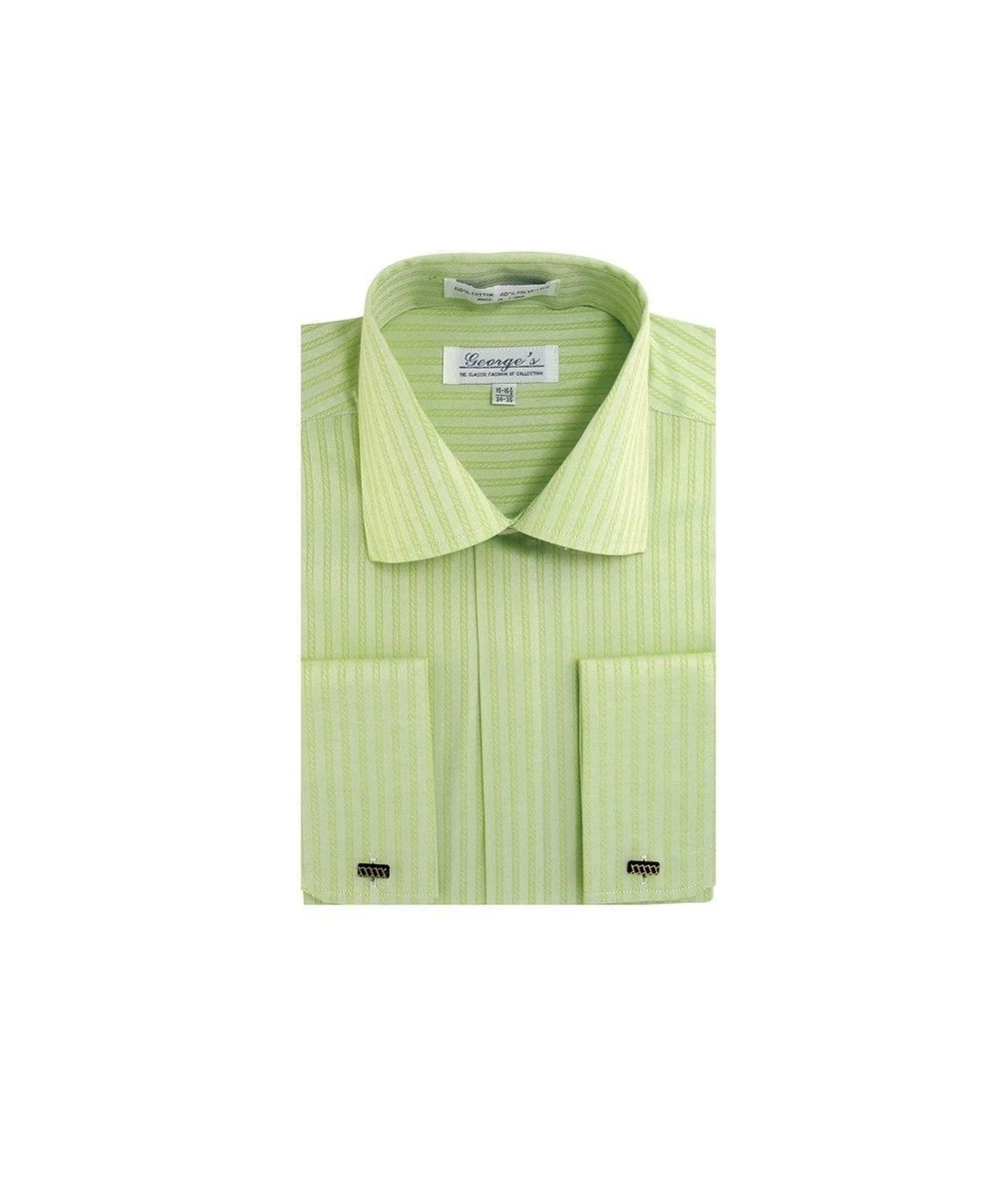 Green Striped Spread Collar Dress Shirts for Men for sale | eBay